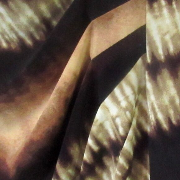 Anne Klein Ruched Brown and Tan Dress, Size 10, Fully Lined,               E1114 - Picture 3 of 6